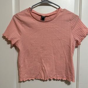 Pink Short Sleeve Shirt (Scalloped Sleeves and Waistline)